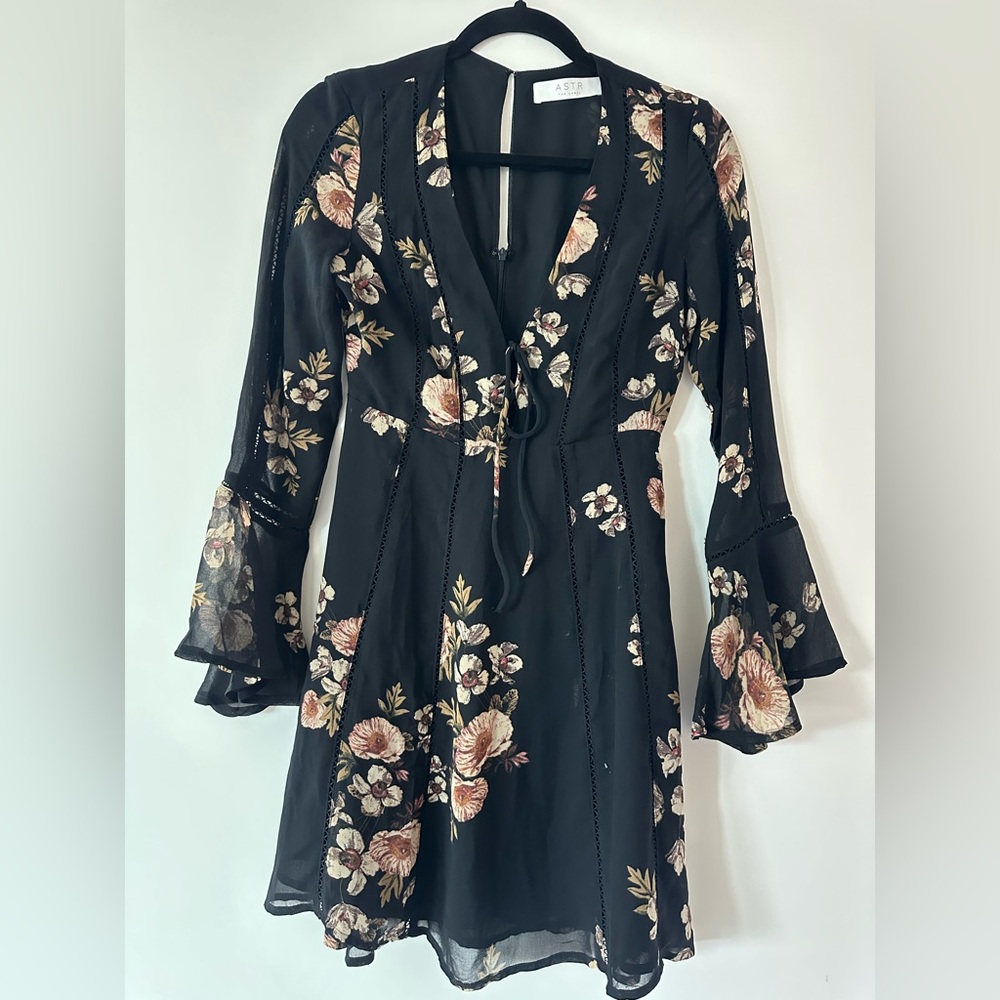 ASTR Black Dress with Floral Accents